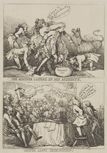 De minister die de balans opmaakt door Thomas Rowlandson