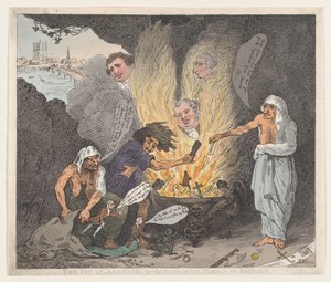 De Put van Acheron of De Geboorte van de Plagen van Engeland, 28 januari 1784 door Thomas Rowlandson