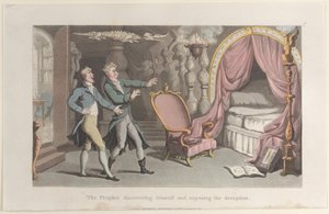 De Profeet onthult zichzelf en ontmaskert de misleiding, uit Journal of Sentimental T door Thomas Rowlandson