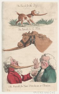 De Puzzel voor de Hond, De Puzzel voor het Paard, De Puzzel voor Turk, Fransman, of Chris... door Thomas Rowlandson