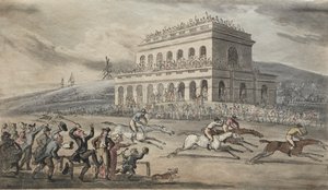 De eerwaarde Dr. Syntax verliest zijn geld op de renbaan in York door Thomas Rowlandson