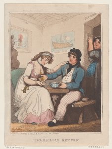 De terugkeer van de zeeman, 10 oktober 1799 door Thomas Rowlandson