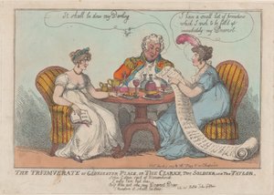 Het triumviraat van Gloucester Place, of De Clarke, De Soldaat, en De Taylor, 1809
