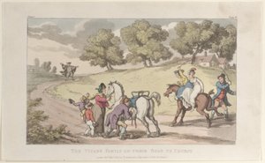 De familie van de dominee op weg naar de kerk, uit The Vicar of Wakefield, 1 mei 1817 door Thomas Rowlandson