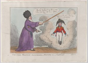 De York Tovenaar Verandert een Voetjongen in een Kapitein, 25 februari 1809 door Thomas Rowlandson