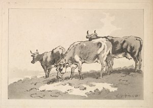 Drie koeien op de rand van een veld, 1784-87