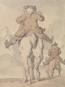 Twee mannen te paard, van achteren gezien door Thomas Rowlandson