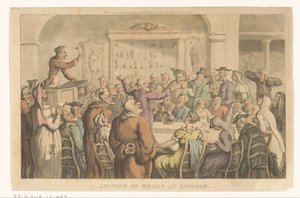 Veiling van relieken te Avignon door Thomas Rowlandson