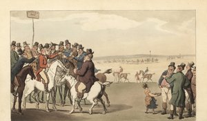 Jonge Engelse heer gokt op de renbaan van Newmarket door Thomas Rowlandson