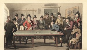 Jonge Engelse heren spelen een spelletje biljart