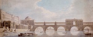 Voorgesteld ontwerp voor een brug over de rivier de Theems bij Somerset House