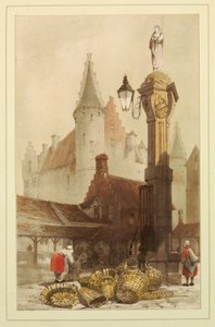 Vismarkt, Antwerpen door Thomas Shotter Boys