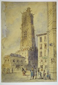 De toren Saint-Jacques vóór de vrijmaking, in 1836 door Thomas Shotter Boys