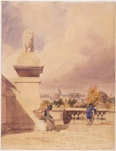 De Pont de la Concorde en de Kamer van Afgevaardigden, gezien vanaf het terras van de Tuilerieën door Thomas Shotter Boys