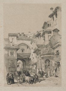 Pittoreske Schetsen in Spanje: Poort van de Vivarrambla, Granada door Thomas Shotter Boys