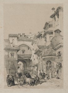 Pittoreske schetsen in Spanje: Poort van de Vivarrambla, Granada, 1837 door Thomas Shotter Boys