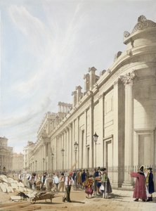 De Bank of England kijkend naar het Mansion House, uit 