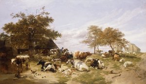 Een Melkveehouderij op de Moerassen, Oost-Kent, 1859 door Thomas Sidney Cooper