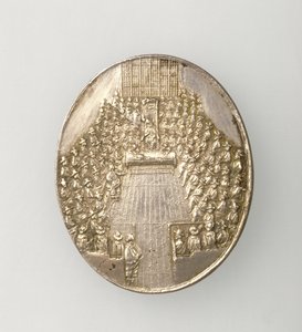 Dunbar Medaille met afbeelding van Het Parlementshuis 1650 (achterkant) door Thomas Simon