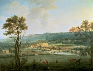 Een uitzicht op Chatsworth vanuit het zuidwesten