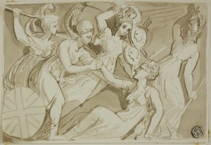 Vrouwelijke Krijgers die Britannia te Hulp Komen door Thomas Stothard