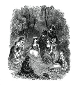 Scène uit de inleiding van De Decamerone door Giovanni Boccaccio, 1833