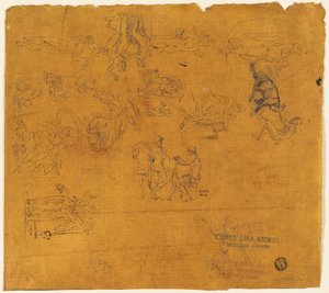 Blad met schetsen van mythologische onderwerpen