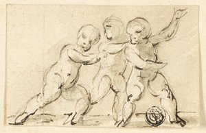 Drie Putti aan het Spelen door Thomas Stothard