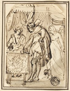Jonge man aan de scribententafel door Thomas Stothard