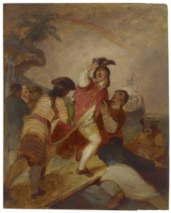 Robinson Crusoe en Zijn Man Vrijdag Verlaten het Eiland