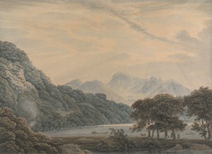 Het hoofd van Ullswater, met de lodge van Patterdale links door Thomas Sunderland