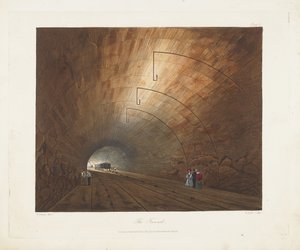 De Tunnel. Uit Gekleurde Zichten op de Liverpool en Manchester Spoorweg, 1831