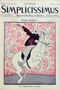 Karikatuur van Benito Mussolini (1883-1945), omslag van 