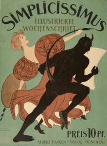 Vooromslag van "Simplicissimus Illustrierte Wochenschrift", uitgegeven 1896 door Thomas Theodor Heine