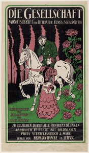 Reclameposter voor het tijdschrift Die Gesellschaft door Thomas Theodor Heine