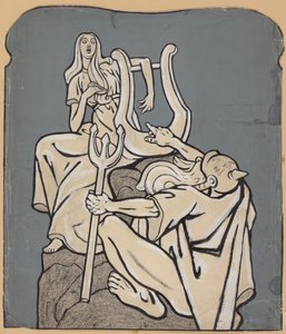 Ter gelegenheid van de honderdste geboortedag van Heinrich Heine – Maquette van een Heine-monument; Simplicissimus IV/38, 1899 door Thomas Theodor Heine
