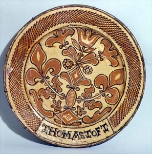 Staffordshire schaal, ca. 1680 door Thomas Toft