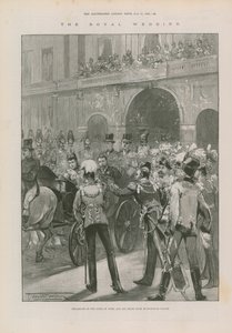 Vertrek van de hertog van York en zijn bruid uit Buckingham Palace door Thomas Walter Wilson