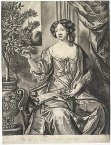 Dame met pot bloemen; De Dame Elisabeth Jones naar Sir Peter Lely