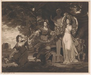 Portret van Barbara Beresford, Elizabeth Gardiner en Anne Townshend als de drie gratiën