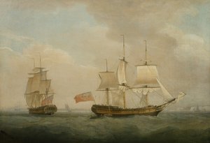 Een koopvaardijschip in twee posities voor de zuidkust