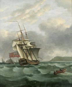HMS Winterton nadert Dover, door Thomas Whitcombe door Thomas Whitcombe