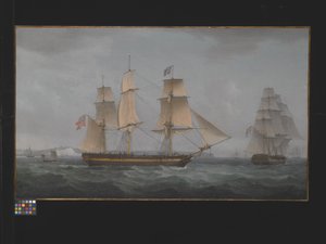 Voor de kust van Dover door Thomas Whitcombe