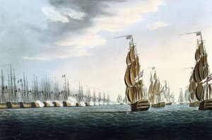 De Slag bij Abukir (of Slag bij de Nijl, Egypte), 1 augustus door Thomas Whitcombe