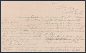 Brief van Thomas Womack aan Julia Womack met envelop, 7 april 1915