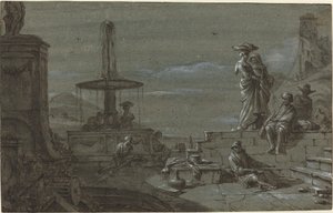 Piazza bij maanlicht door Thomas Wyck