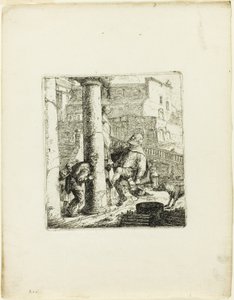 De blinde bedelaar in de val gelokt door Lazarillo door Thomas Wyck