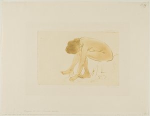 Zittende vrouw die haar voeten afveegt door Théophile Alexandre Pierre Steinlen