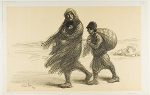 Servische exodus, plaat eenentwintig uit Actualités door Théophile Alexandre Pierre Steinlen