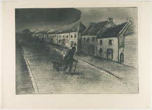 Zwerver op doorreis door een slapend dorp door Théophile Alexandre Pierre Steinlen